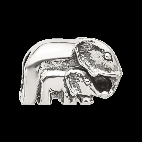 925 Sterling Silver Reflections Mommy & Baby Elephant Bracelet Charm Bead - Picture 4 of 6